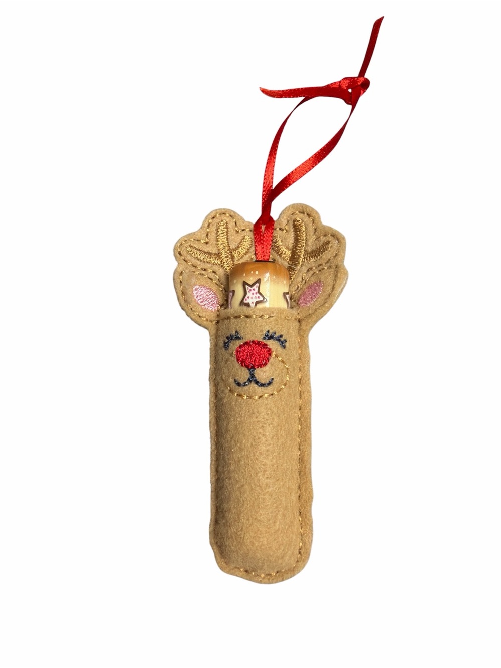 Hand Crafted Reindeer Chapstick Holder Christmas Lip Balm Gift